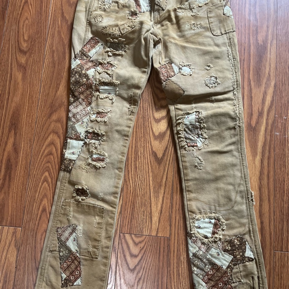 Vintage Ralph Lauren Patchwork Distressed Pants • Boho Straight Leg • Size 25 - Picture 8 of 8